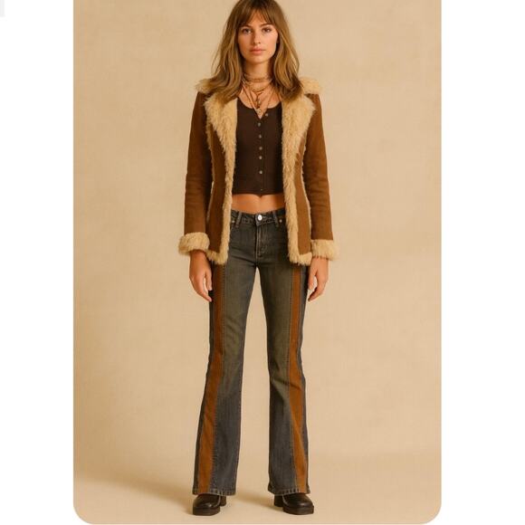 Rare Vintage Y2K Ces’t Toi Low Rise Hip Hugger Boho Grunge Flared Jeans Size 26 - Picture 2 of 9